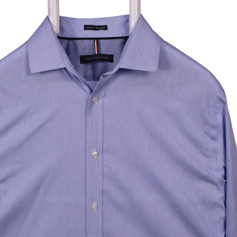 Tommy Hilfiger 90's Long Sleeve Button Up Plain Shirt Medium Blue