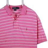 Polo Ralph Lauren 90's Striped Short Sleeve Button Up Polo Shirt Large Pink