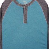 L.L.Bean 90's Quarter Button Crewneck Sweatshirt Large Blue