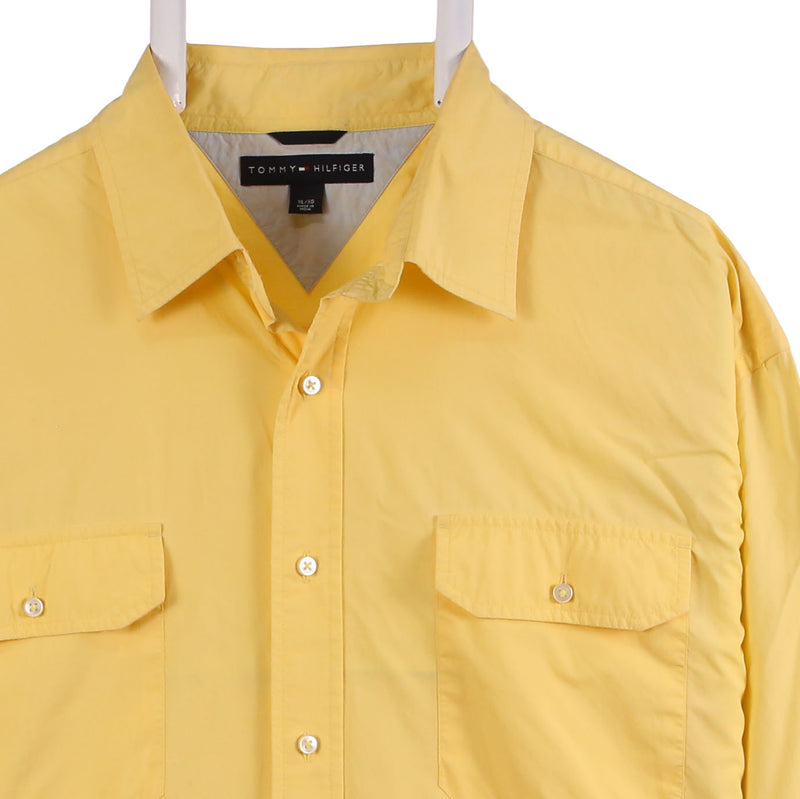 Tommy Hilfiger 90's Plain Long Sleeve Button Up Shirt XLarge Yellow