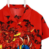 Nautica 90's Wolverine Cartoon Short Sleeve Button Up Shirt Small Red