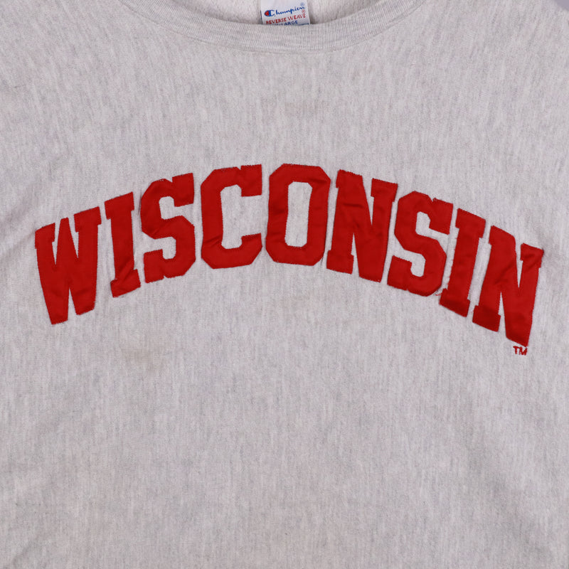 Champion 90's Wisconsin Reverse Weave Crewneck Sweatshirt XLarge Grey