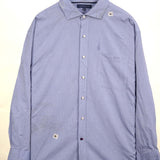Tommy Hilfiger 90's Button Up Long Sleeve patterned Shirt Medium Blue