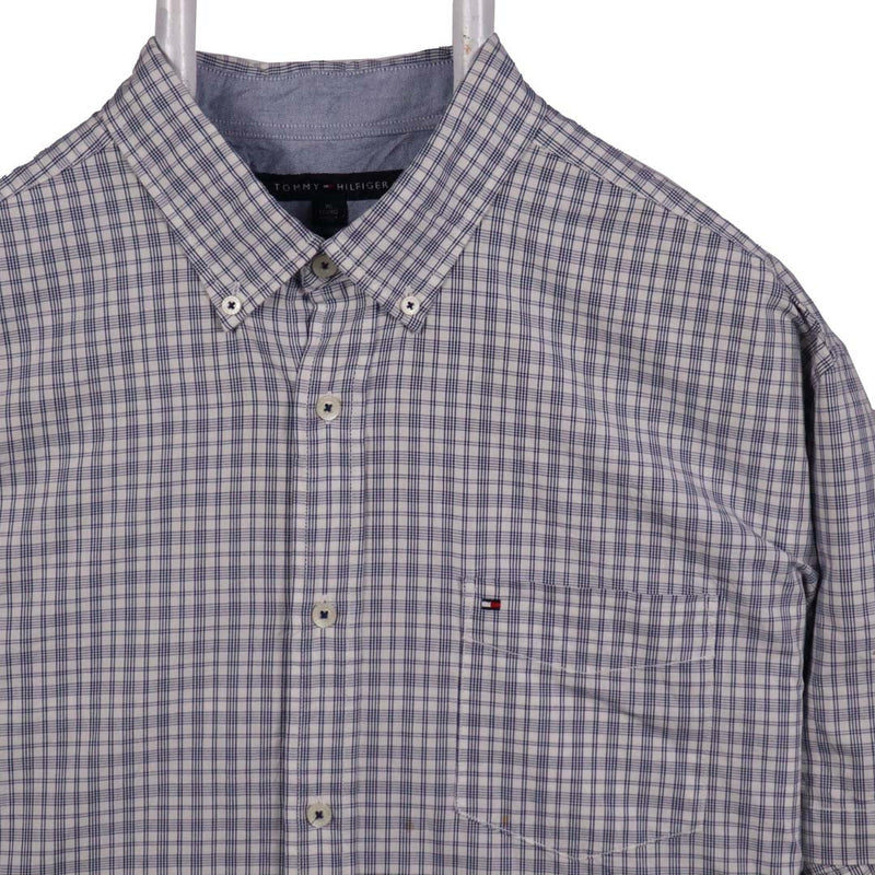 Tommy Hilfiger 90's Short Sleeve Check Button Up Shirt XLarge Blue