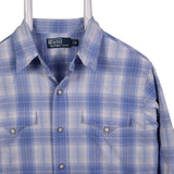 Polo Ralph Lauren 90's Long Sleeve Button Up Check Shirt Medium Blue