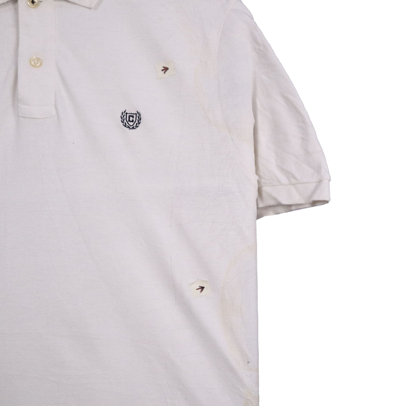 Chaps 90's Short Sleeve Button Up Polo Shirt Small White