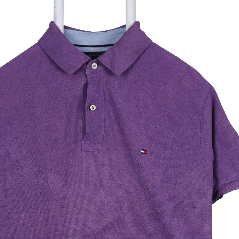 Tommy Hilfiger 90's Quarter Button Short Sleeve Polo Shirt Medium Purple