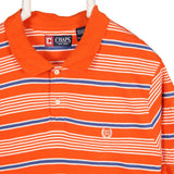 Chaps 90's Striped Short Sleeve Button Up Polo Shirt XLarge Orange