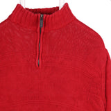 Chaps 90's Quarter Zip Knitted Jumper / Sweater Medium Red