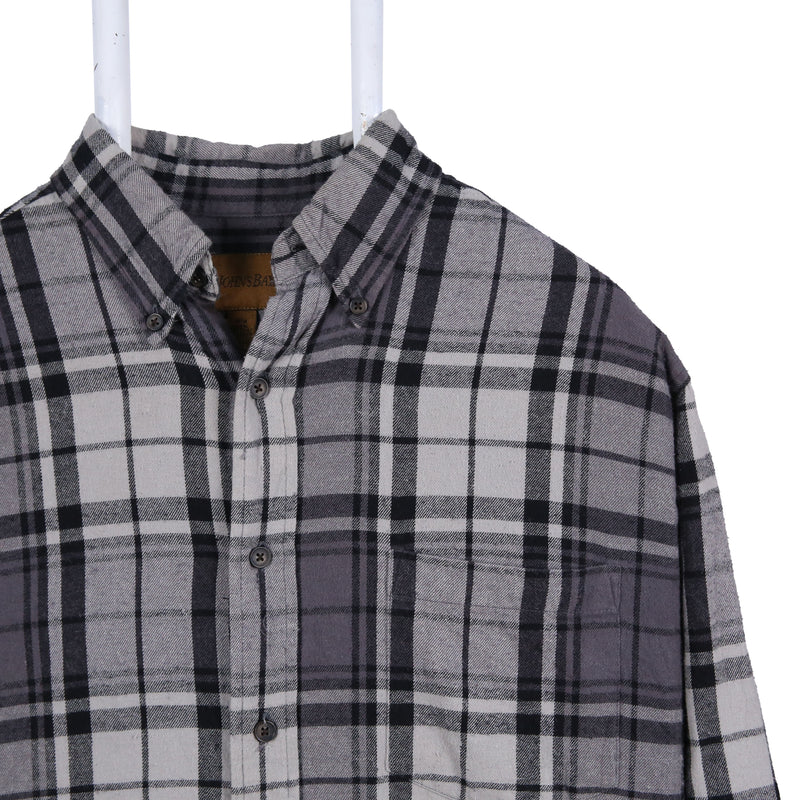 St Johns Bay 90's Flannel Long Sleeve Button Up Cotton Shirt Medium Grey