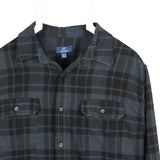 George 90's Long Sleeve Button Up Check Shirt Large Black