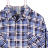 Wool Worths Essential 90's Long Sleeve Button Up Check Shirt XXLarge (2XL) Blue