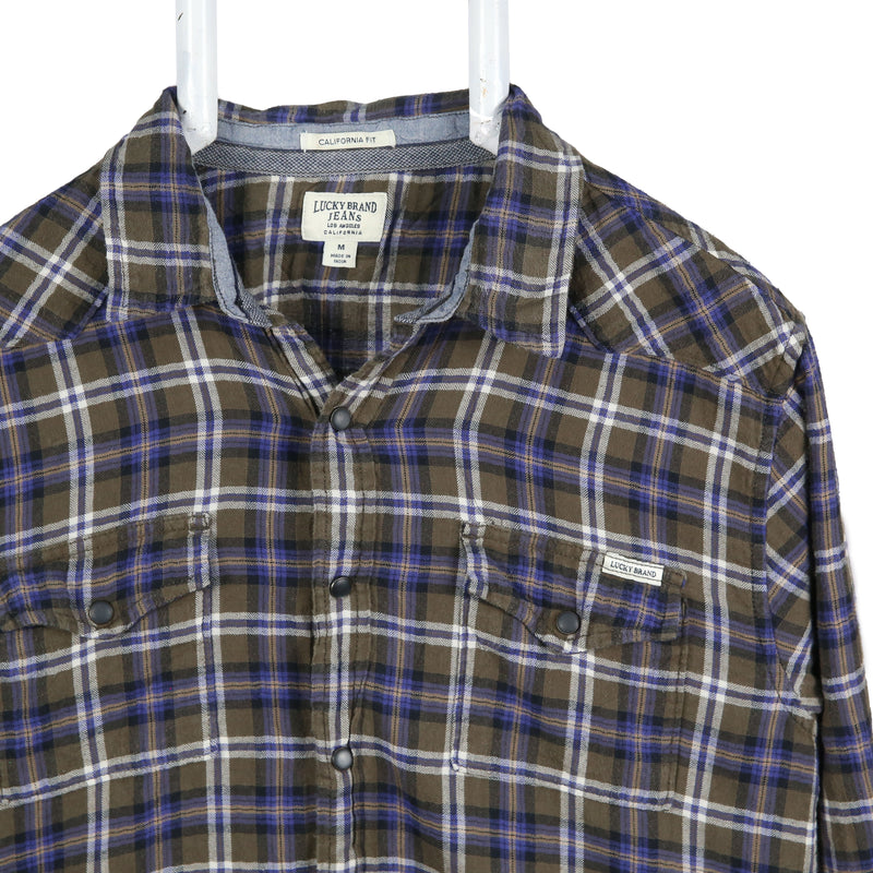 Lucky Brand 90's Flannel Long Sleeve Button Up Shirt Medium Blue