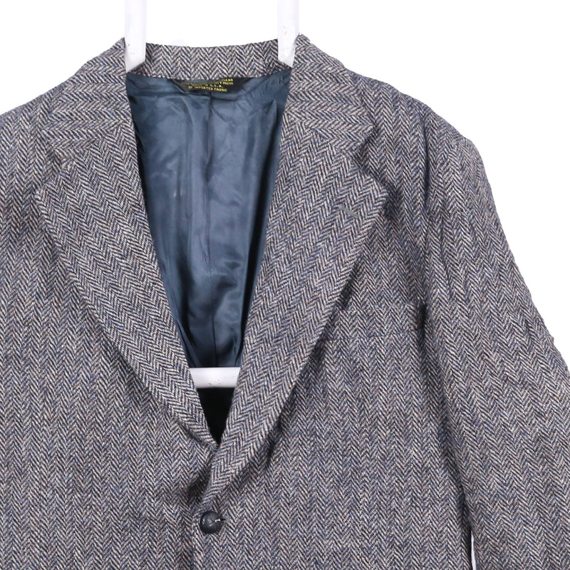 Harris Tweed 90's Tweed Wool Jacket Button Up Long Sleeve Blazer 40 Black