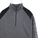 Calvin Klein jeans 90's Quarter Zip Spellout Logo Sweatshirt XLarge Grey