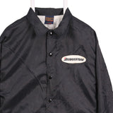 Hilton 90's Bridgestone Nylon Long Sleeve Button Up Bomber Jacket XLarge Black