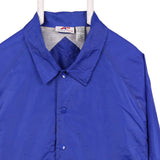 Athletic 90's Nylon Sportswear Long Sleeve Button Up Bomber Jacket Large Blue