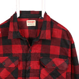 Wrangler 90's Fleece Long Sleeve Button Up Check Shirt XXLarge (2XL) Red