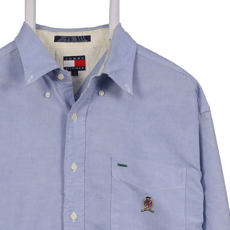 Tommy Hilfiger 90's Collared Button Up Long Sleeve Shirt Large Blue