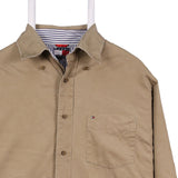 Tommy Hilfiger 90's Button Up Long Sleeve Shirt Large Brown
