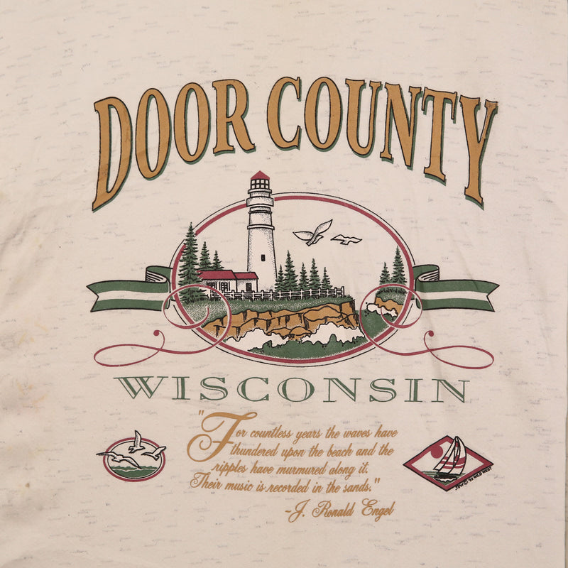 Oneita 90's Door Country Crewneck Sweatshirt Large White