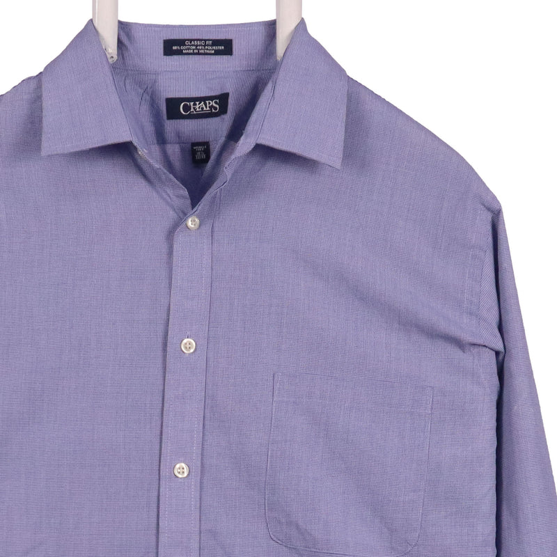 Chaps 90's Long Sleeve Button Up Plain Shirt Large Blue