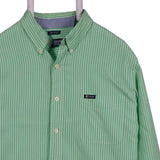 Chaps 90's Long Sleeve Button Up Striped Shirt Large Green