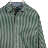 Chaps 90's Striped Button Up Long Sleeve Shirt XLarge Green