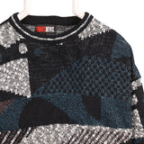 Todays News 90's Knitted Heavyweight Crewneck Jumper / Sweater Large Black