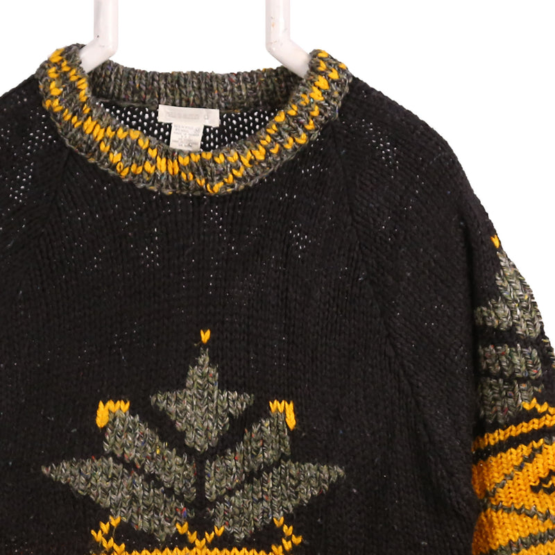 Susann 90's Knitted Crewneck Jumper / Sweater Medium Black