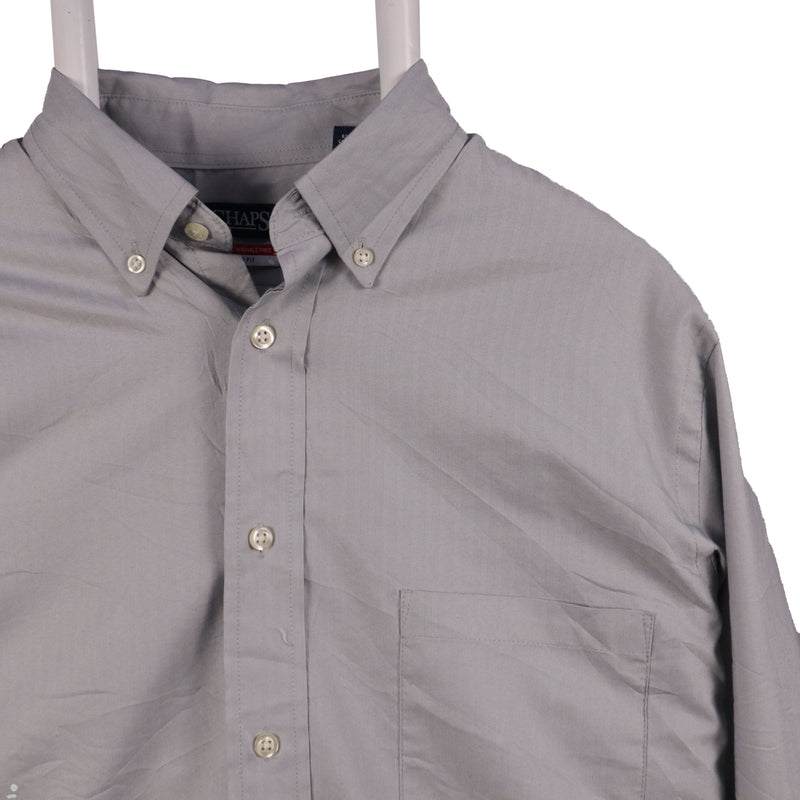 Chaps 90's Long Sleeve Button Up Plain Shirt Medium Grey