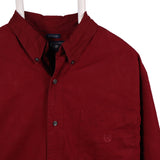 Chaps 90's Long Sleeve Button Up Shirt Large Burgundy Red