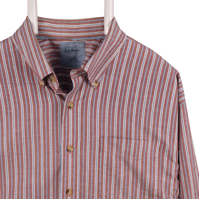L.L.Bean 90's Long Sleeve Button Up Striped Shirt XLarge Red
