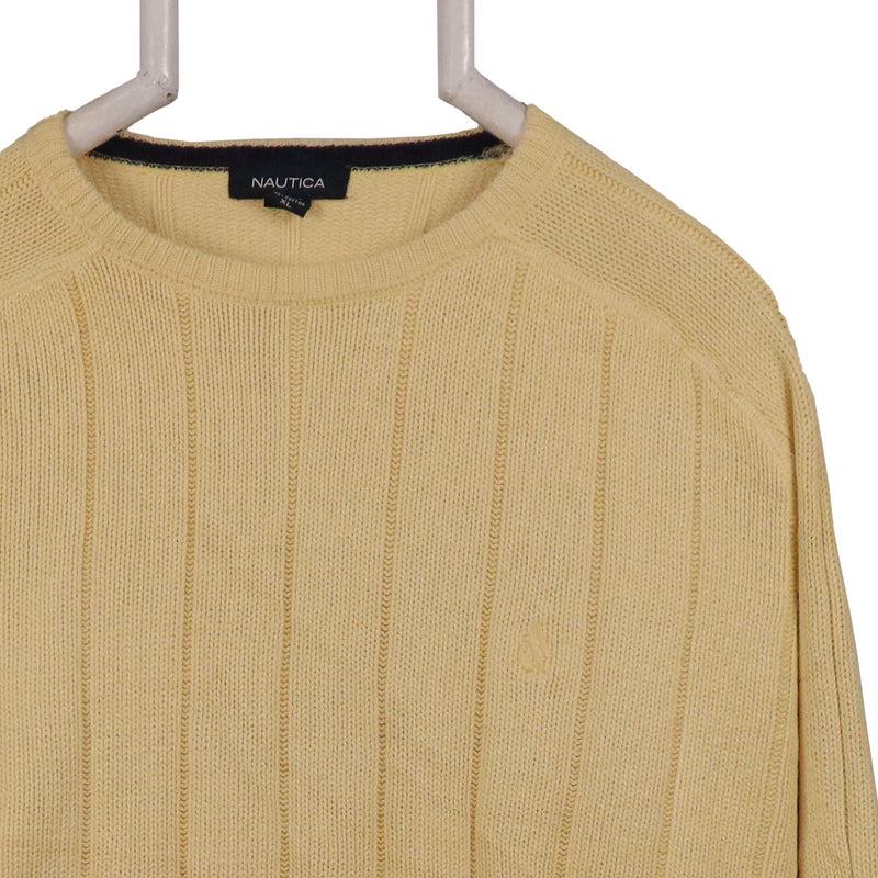 Nautica 90's Knitted Crewneck Jumper XLarge Yellow