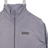 Columbia 90's Spellout Logo Zip Up Fleece Jumper Small Grey