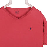Polo Ralph Lauren 90's Short Sleeve V Neck Single Stitch T Shirt Large Pink