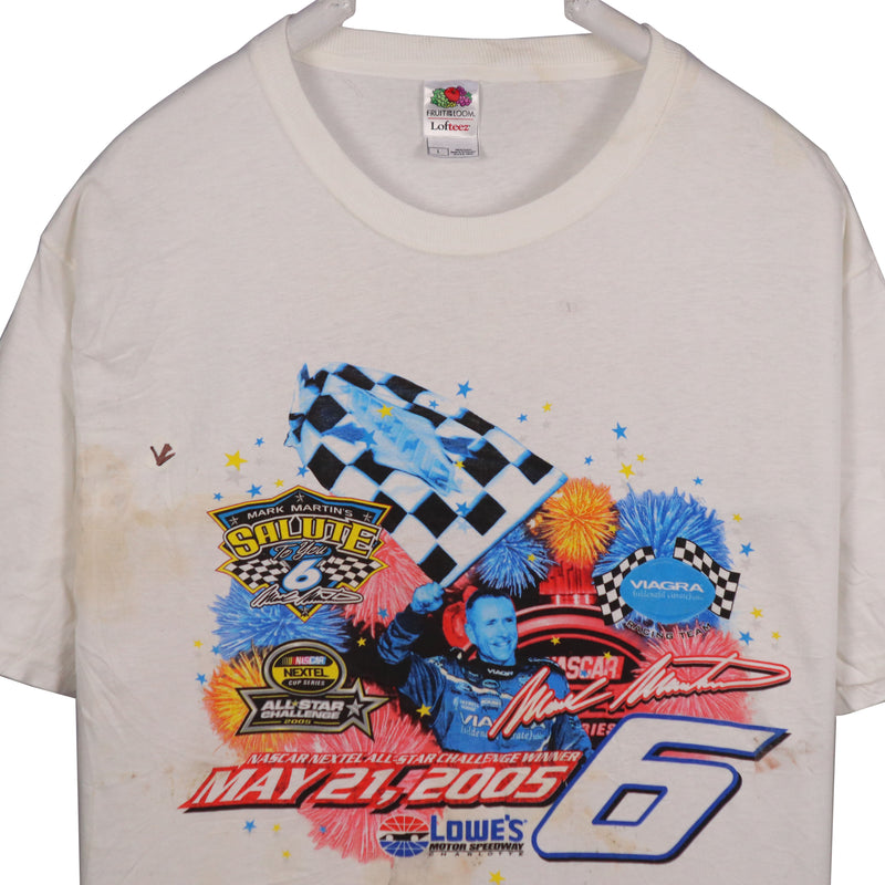 Fruit of the Loom 90's Racing Car Short Sleeve Crewneck T Shirt Large White