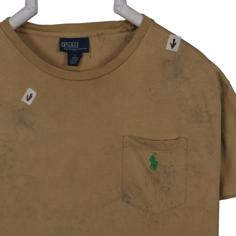 Polo Ralph Lauren 90's Short Sleeve Crewneck T Shirt Small Beige Cream