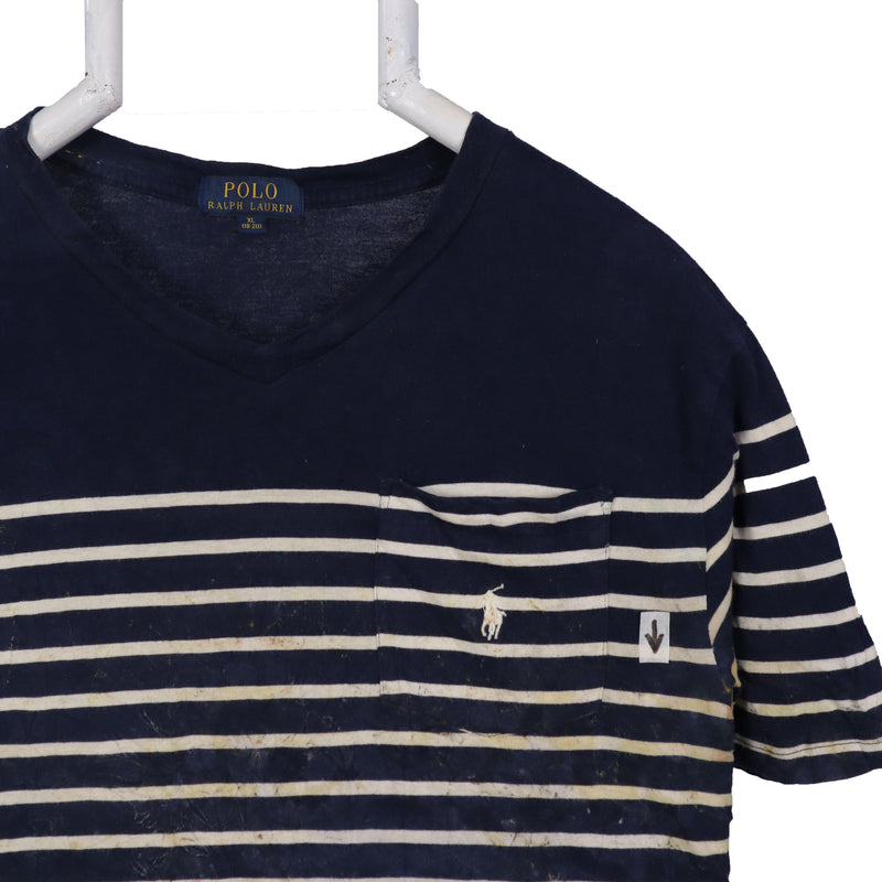 Polo Ralph Lauren 90's Pocket Striped Short Sleeve T Shirt XLarge Blue