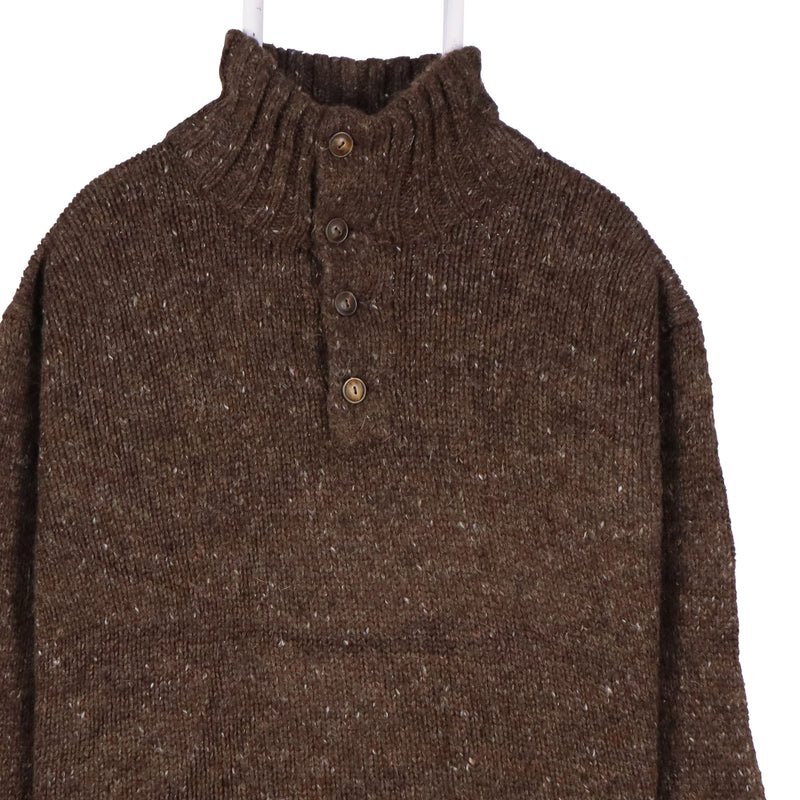 Polo Ralph Lauren 90's Quarter Button Knitted Long Sleeve Jumper XLarge Brown
