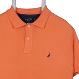 Nautica 90's Quarter Button Short Sleeve Polo Shirt Medium Orange