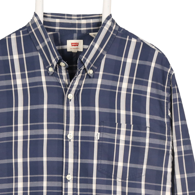 Levi's 90's Check Long Sleeve Button Up Shirt XLarge Navy Blue