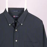 Chaps 90's Long Sleeve Button Up Striped Shirt XLarge Black