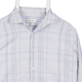 Calvin Klein 90's Check Button Up Long Sleeve Shirt Medium Blue