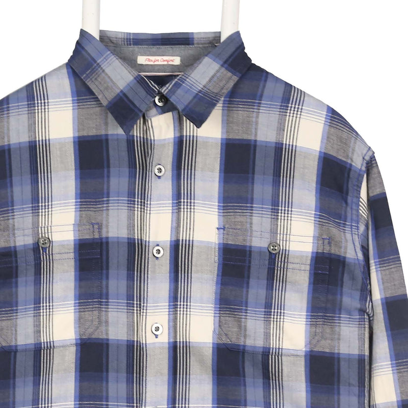 Wrangler 90's Button Up Striped Long Sleeve Shirt Medium Navy Blue