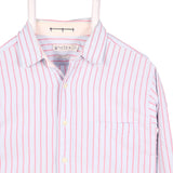 Nautica 90's Striped Long Sleeve Button Up Shirt Medium Red