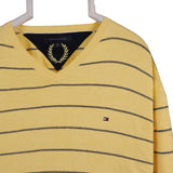 Tommy Hilfiger 90's Knitted Striped V Neck Jumper / Sweater XXLarge (2XL) Yellow