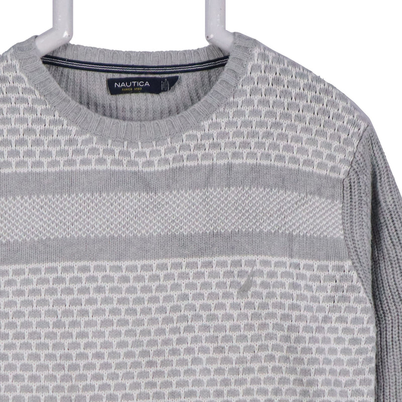 Nautica 90's Knitted Crewneck Jumper / Sweater XLarge Grey