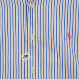 Ralph Lauren 90's Short Sleeve Button Up Striped Shirt Large Blue