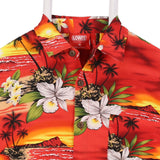 Lowes 90's Hawaiian Pattern Short Sleeve Button Up Shirt Medium Black